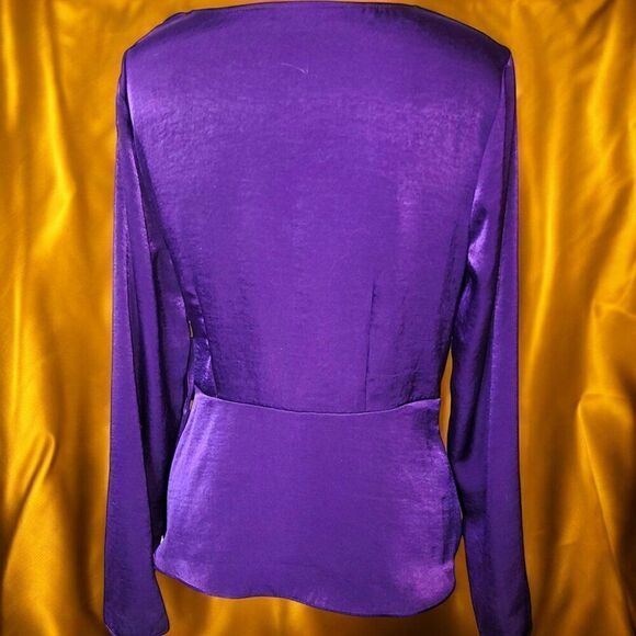 Worthington purple silky crossover top blouse - Picture 5 of 6
